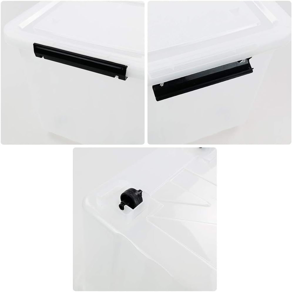 4-Pack Clear Plastic Storage Bins with Lid, 42 L Large Plastic Storage Box