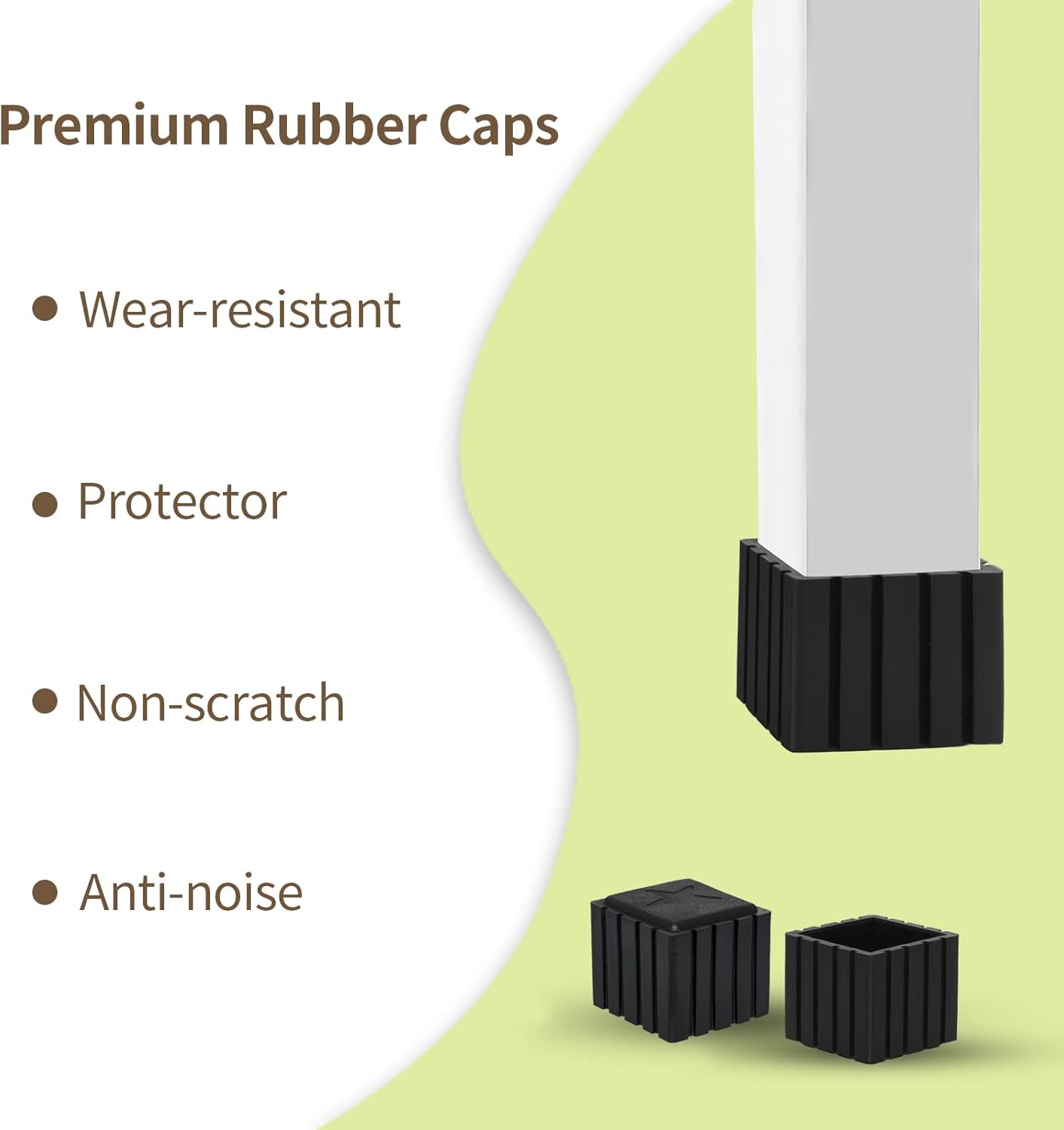 Flyshop Anti-Skid Non-Marking Synthetic Rubber Patio Chair Table Leg Caps Square Furniture Covers 20pcs, Black, 25 mm x 25 mm, 1" x 1"