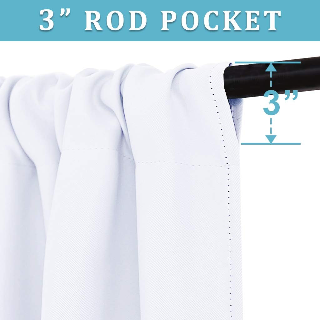 RYB HOME Curtains for Bedroom 72 inches Long, Blackout Thermal Insulating Window Treatment Drapes for Living Room Bathroom Basement Laundry Classroom, W 34 x L 72, Pure White, 2 Panels