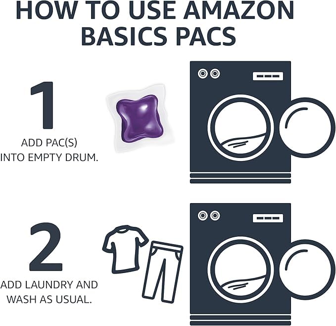 Amazon Basics Laundry Detergent Pacs, Lavender Scent, HE Compatible, 120 Count