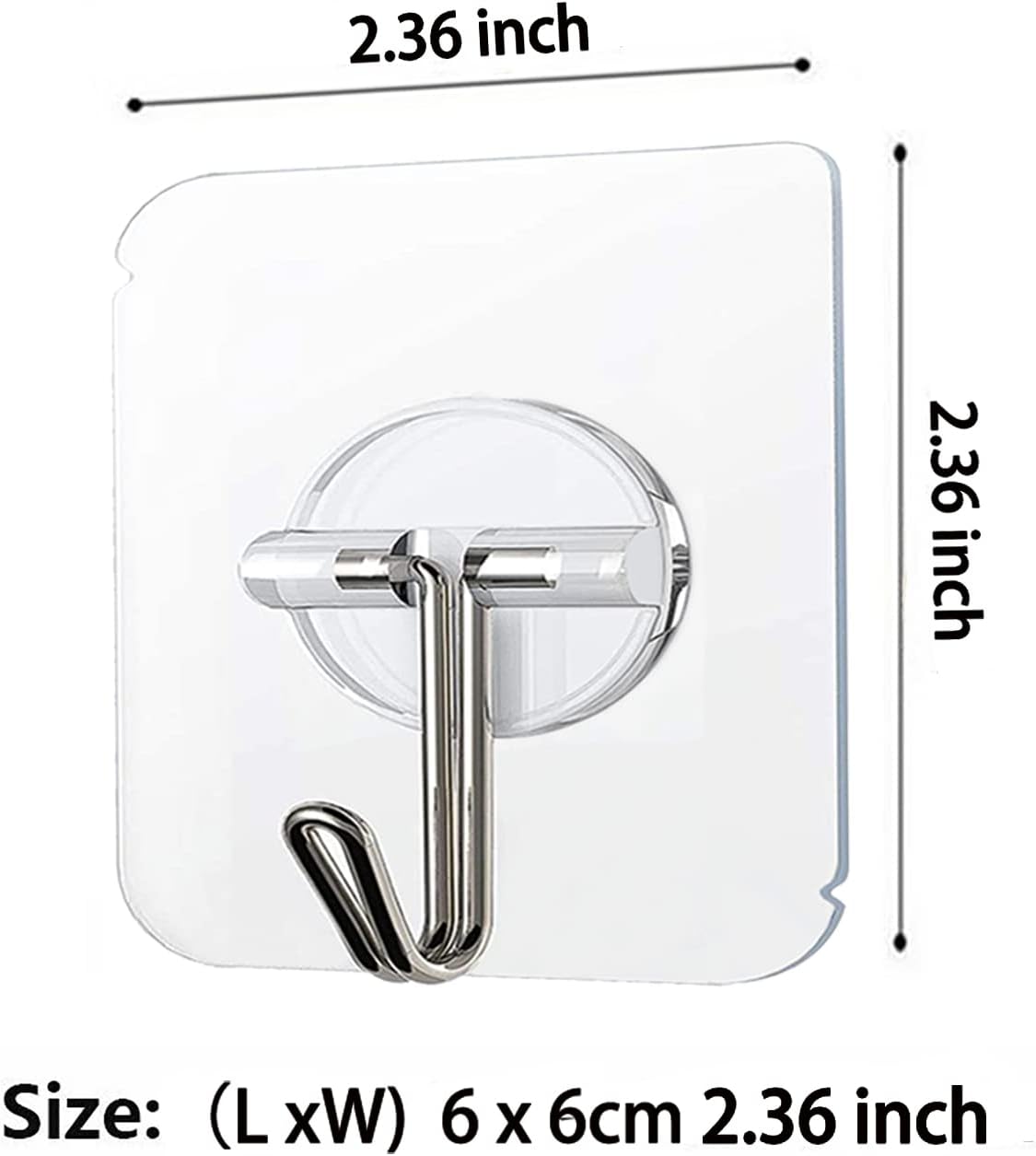 COLOGO 100 Pack Adhesive Hooks 24lb(Max) Heavy Duty Self Adhesive Hooks, Transparent Reusable Seamless Adhesive Wall Hooks for Kitchens, Bathroom, Office
