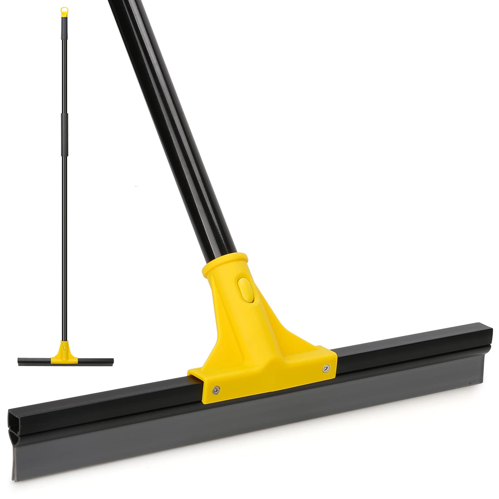 Squeegee Broom for Floor, 18'' Heavy Duty Rubber Wiper with 60'' Long Handle for Bathroom Tile