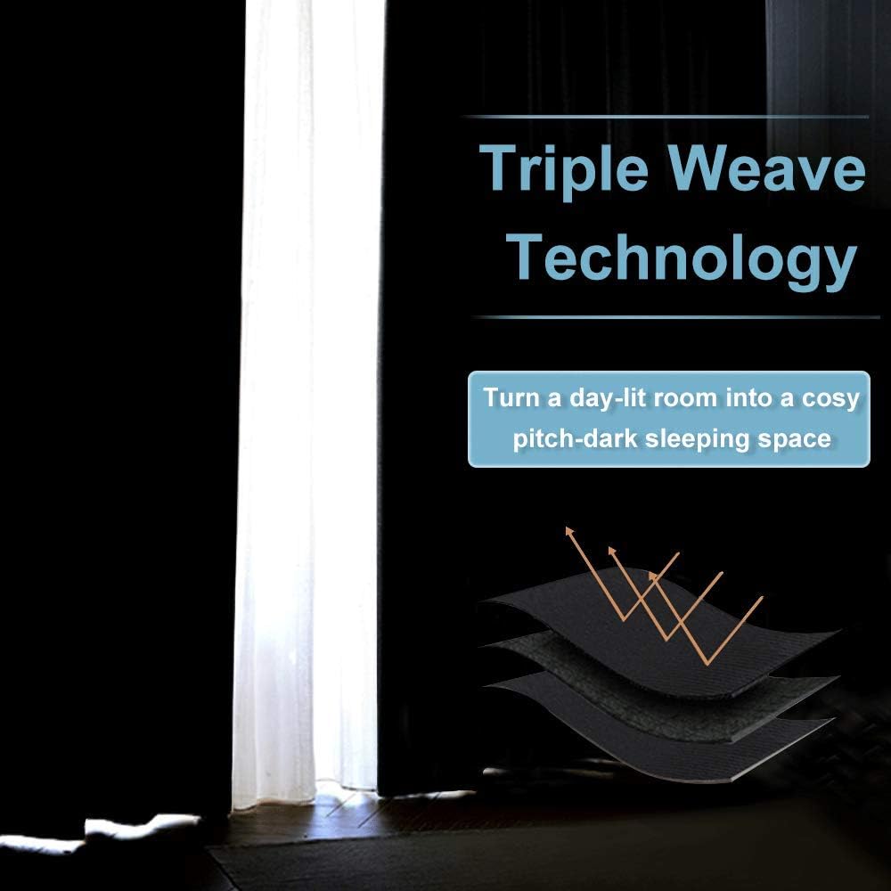 RYB HOME Blackout Curtains for Kitchen, Over Sink Privacy Curtains Window Decor, Thermal Insulating Drapes for Bathroom Cafe Bedroom Small Window, W 42 x L 24 inch, Black, 2 Panels