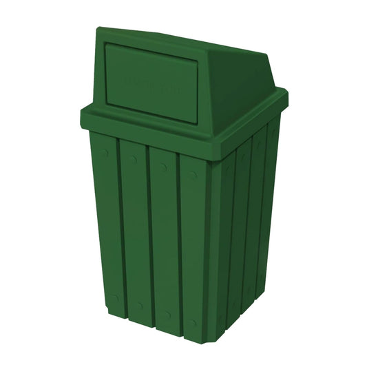32 Gallon Square Slatted 100% Recycled Plastic Heavy-Duty Commercial Outdoor or Indoor Trash Can