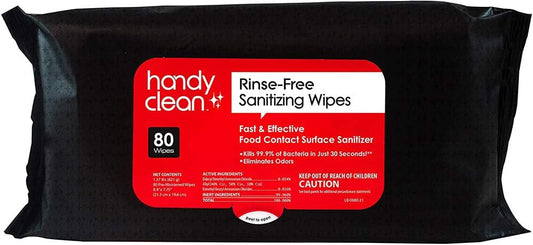 HandyClean Rinse-Free Food Contact Sanitizing Wipes Pouch, Multi Surface Cleaning Supplies for Kitchen and Professional Setting - 1 pack, 71 count