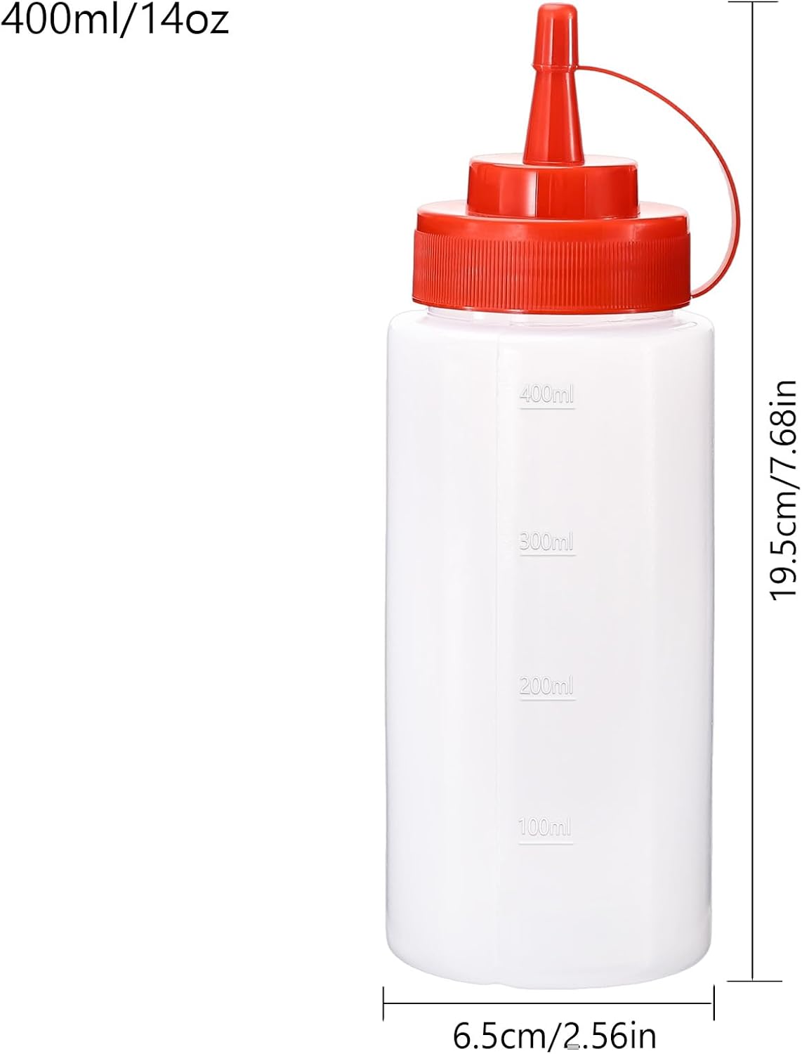 Condiment Squeeze Bottles Ketchup Dispenser, 6 Pack 16oz Squeeze Bottles for Liquids, Plastic Sauce Bottle with Cap Lid, Squirt Bottles for Sauces Liquids BBQ Dressing Pancake Art