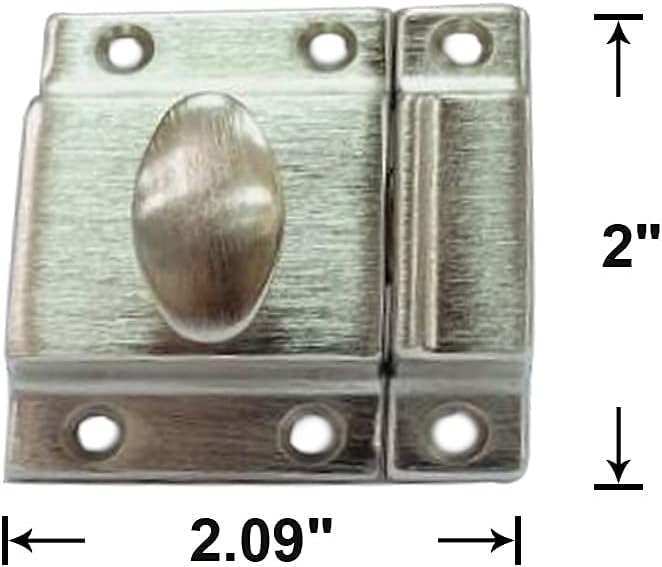 QCAA Traditional Large Oval Turn Cabinet Latch, Solid Brass, 2", for Cupboard & Other Furniture, Brushed Satin Nickel, 2 Pack, Made in Taiwan