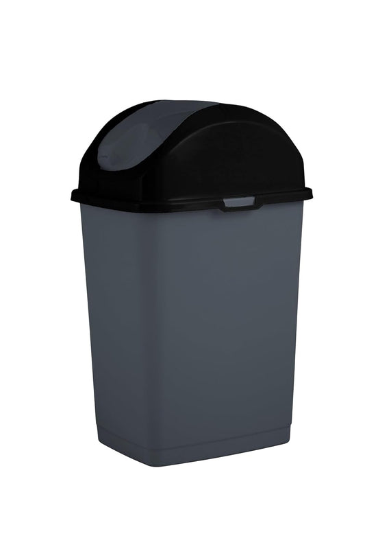 Superio Mini Plastic Trash Can with Swing Top Lid 1.25 Gallon Compact Small Waste Bin Portable Garbage Can for Countertop, Desktop, Make up Vanity, Bathroom, Car, Under Sink, Dorm,(Grey)