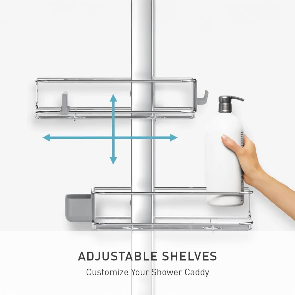 simplehuman Adjustable Shower Caddy, Stainless Steel and Anodized Aluminum