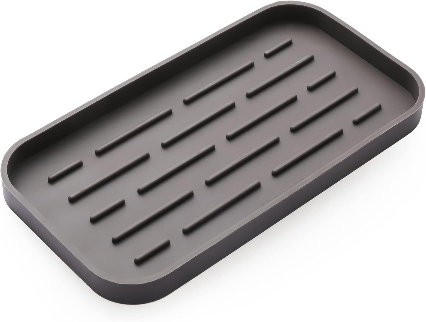 Silicone Kitchen Sink Organizer Tray for Multiple Usage,Eco-Friendly Sponges Holder for Kitchen Bathroom Counter or Sink,Dish Soap Dispenser,Scrubber,Bottle,Cup (Coffee, 10"×5.3")