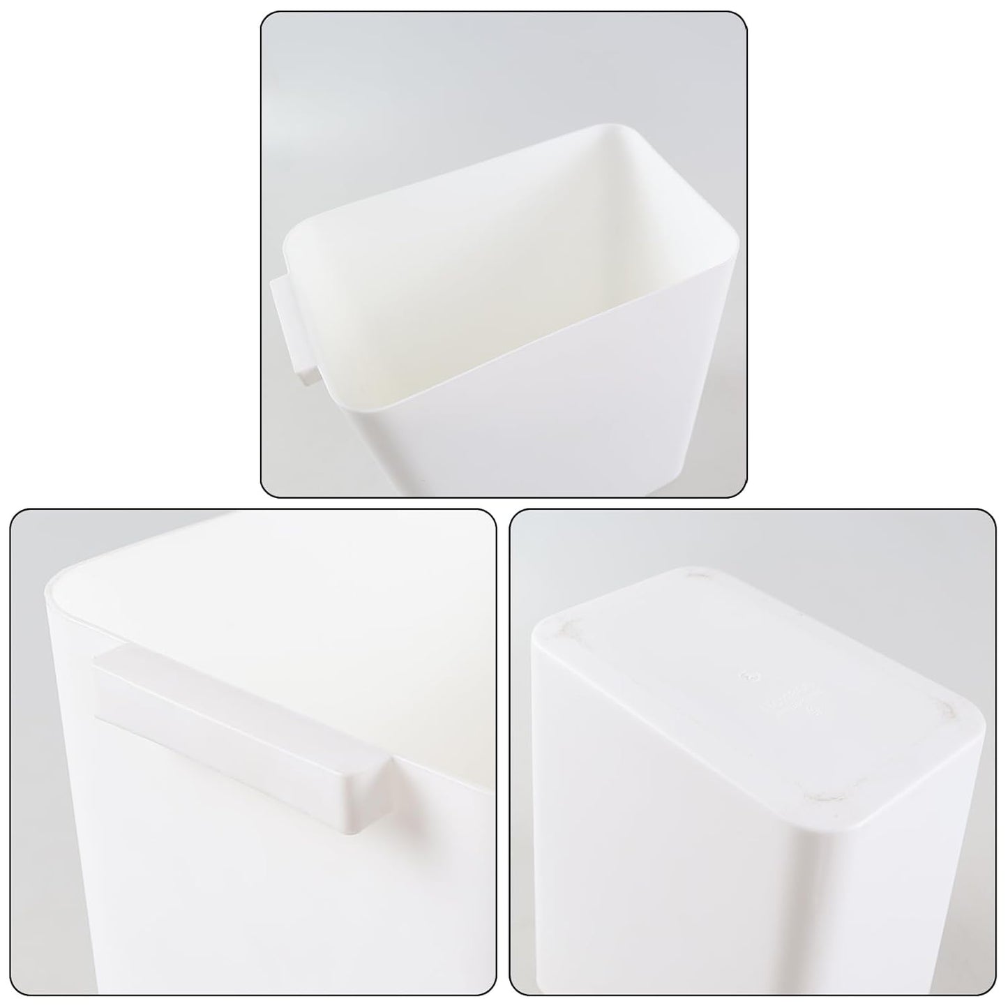 4.5 Gallon Deskside Plastic Wastebasket Rectangular, Open Garbage Container Basket for Office and Home, 3 Packs, White