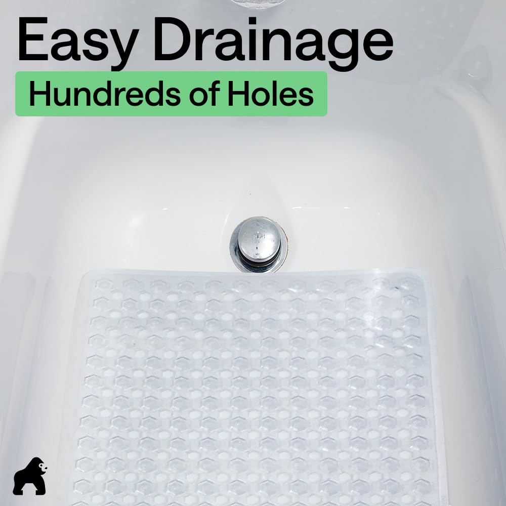 GORILLA GRIP Patented Bath Tub Shower Mat, Machine Washable Bathtub Floor Liner Mats, Suction Cups