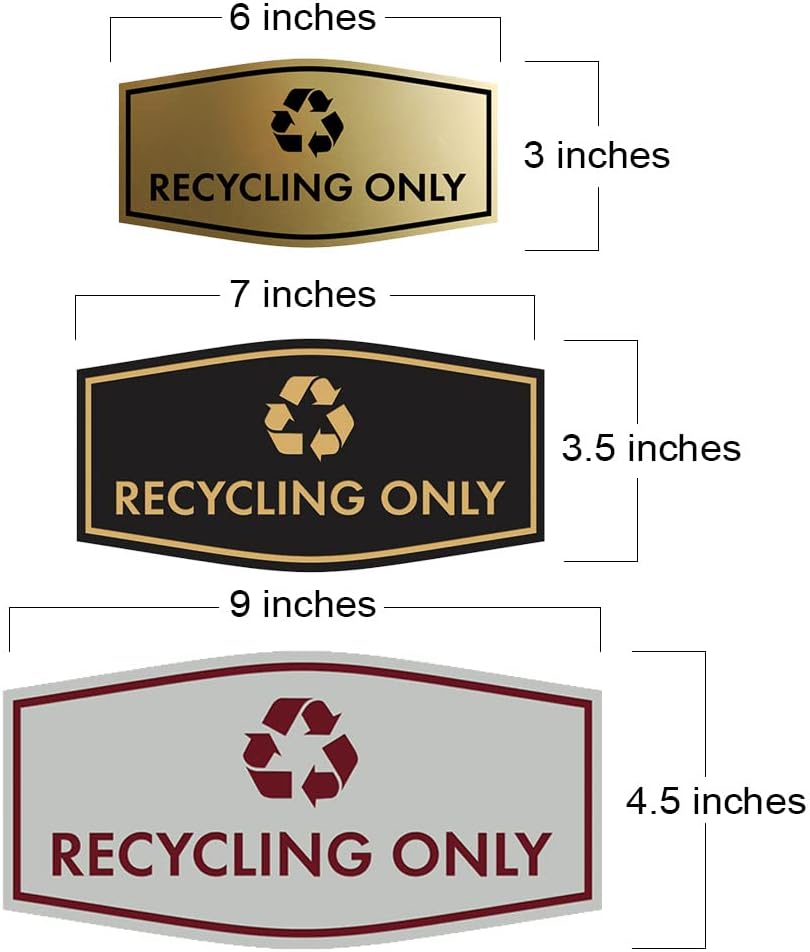 Fancy Recycling Only Sign (Black Gold) - Medium
