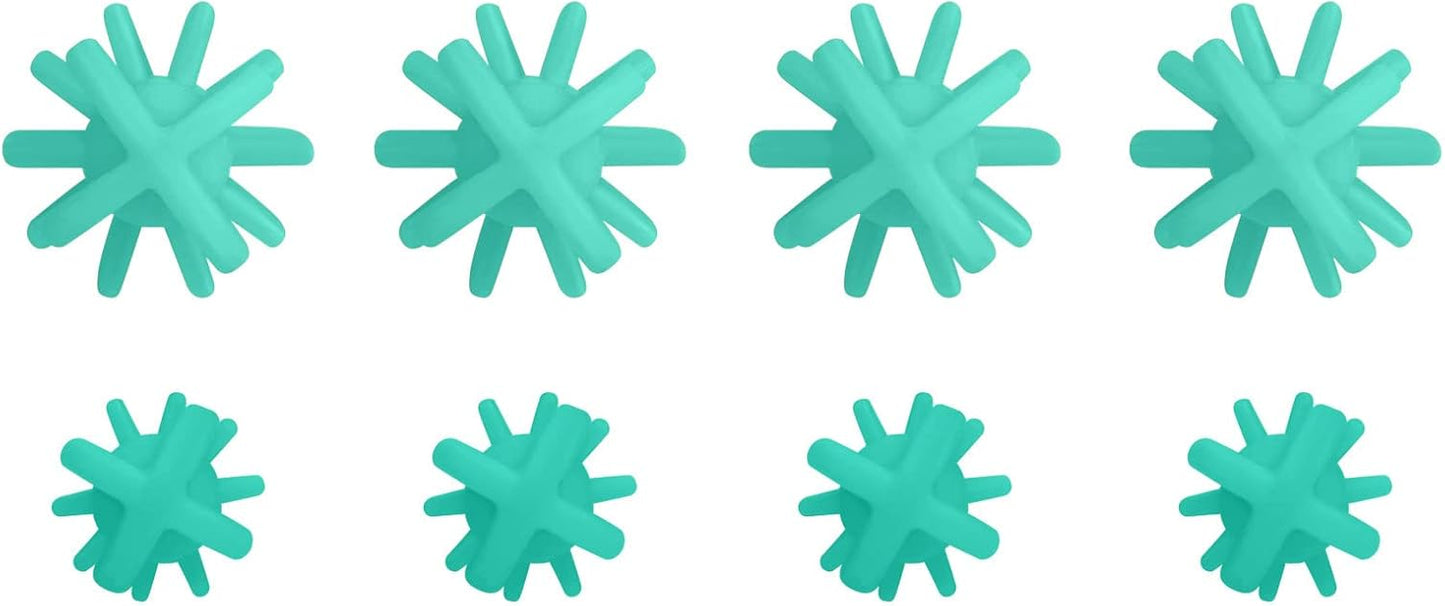 Silicone Straw Brush 4 Pack - (2 Small, 2 Wide) - 10 Inches Reusable Straw Cleaner, Pipe Cleaners, Straw Cleaning Tool for Drinking Straws, Pipes, Tubes, Glass and Detailing (Teal)