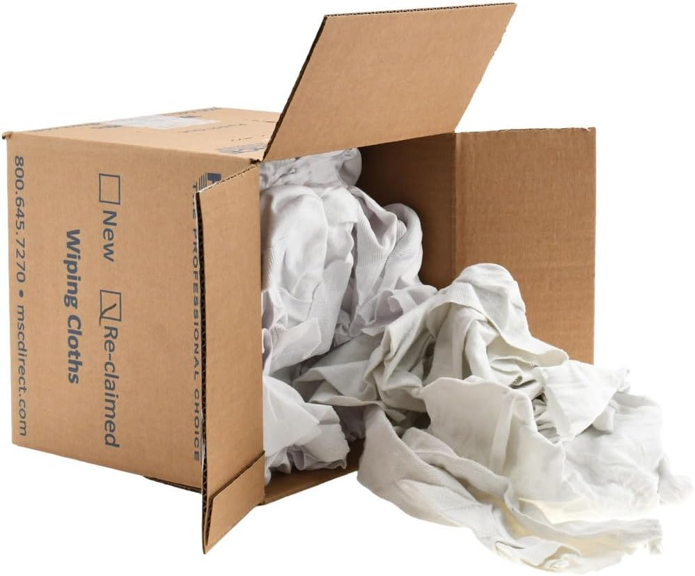 PRO SOURCE Reclaimed White Cotton T-Shirt Cloth Shop Rags, Sold by Weight (10 lb)