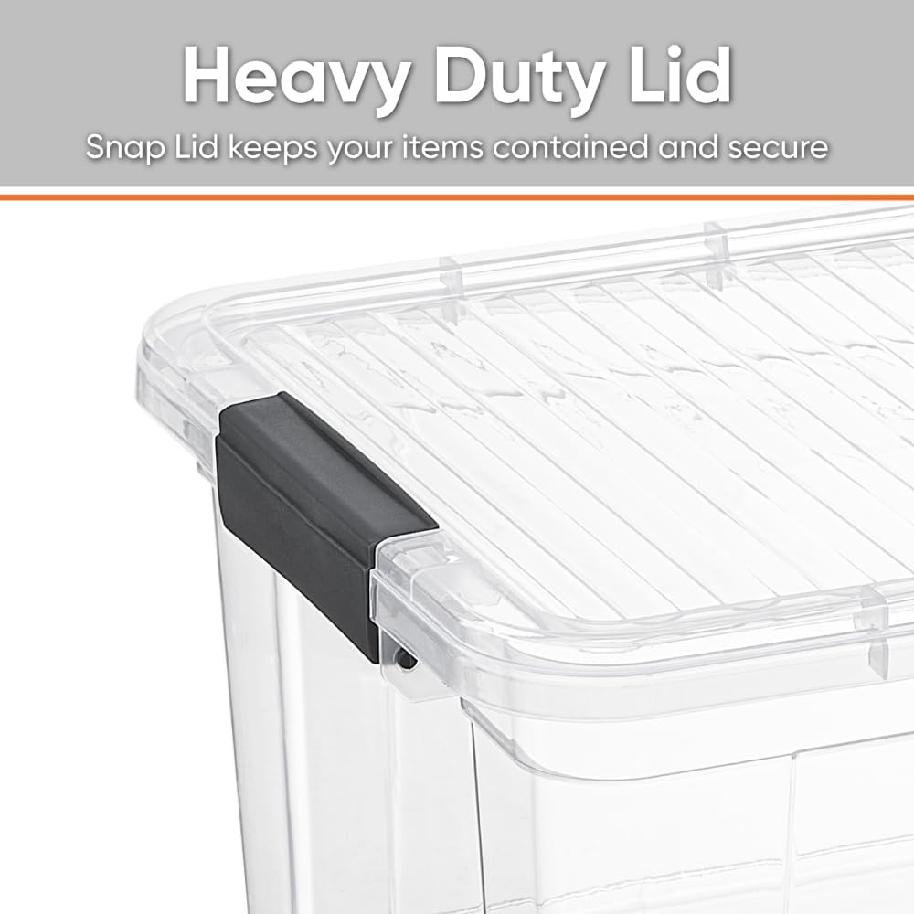 Superio Storage Bins with Lids, Clear Plastic Containers for Organizing, Stackable Totes, BPA Free, Odor Free, Organizer Boxes for Home, and Dorm (4 Pack, 36 Qt)
