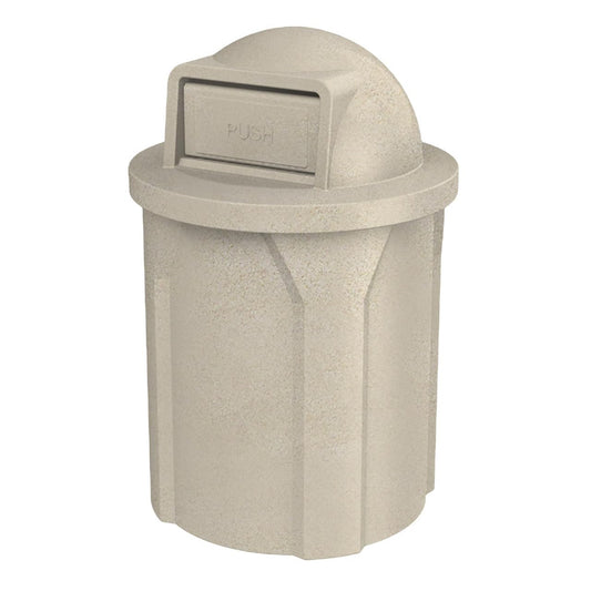42 Gallon Circle 100% Recycled Plastic Heavy Duty Indoor or Outdoor Commercial Trash Can with Push