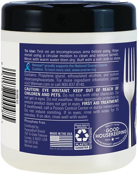 Weiman Jewelry Polish Cleaner, Tarnish Remover Wipes - 20 Count - Use on Silver Jewelry Antique Silver Gold Brass Copper and Aluminum