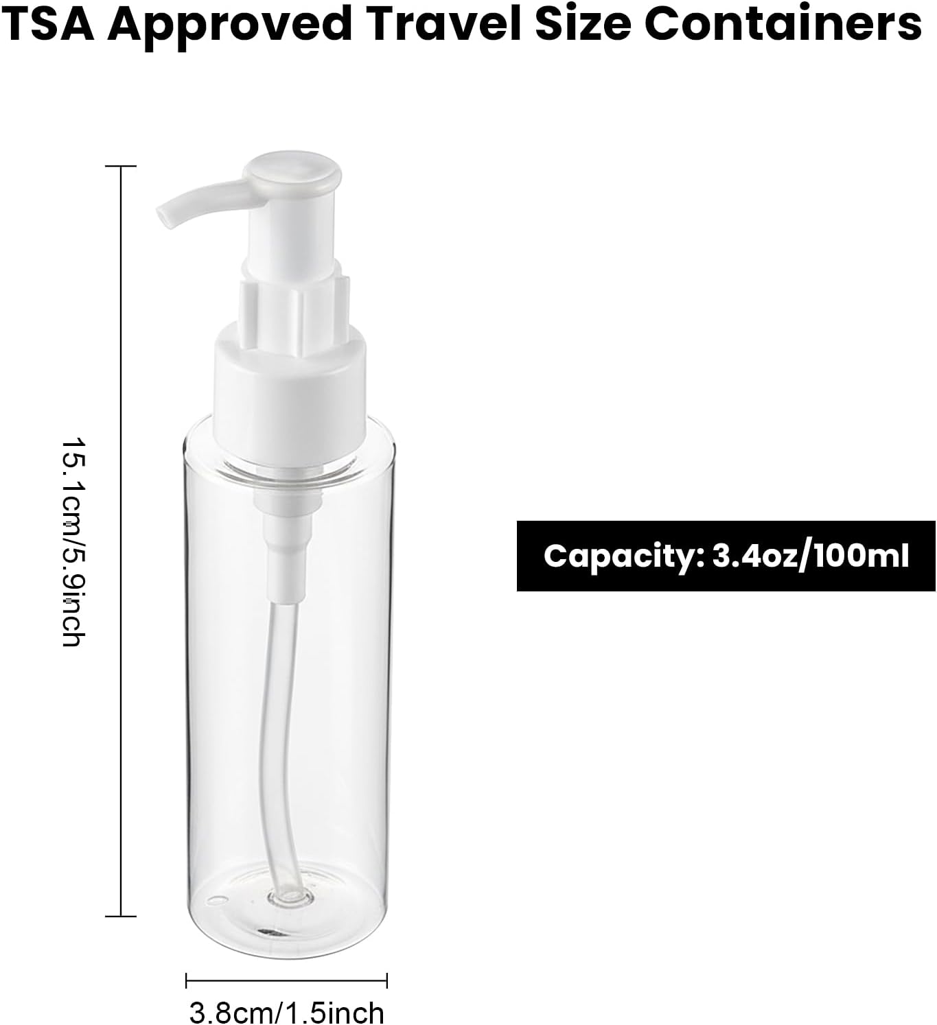 7 Pack 3.4 Oz/100ml Travel Pump Bottle TSA Approved Empty Plastic Pump Bottles Dispenser Portable Refillable Container Clear Lotion Dispenser Bottle for Shampoo Shower Gel
