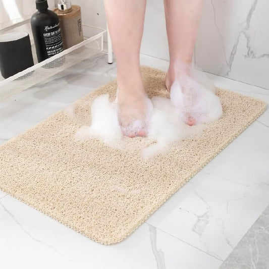 Non-Slip Bathtub Mat, Anti Slip Shower Mat, Fast Drying Bathtub Mats, Foot Scrubber Mat, Anti Slip Mat for Tub, Floor, Bathroom, Kitchen, Home, Hotel (Beige 36"×24")