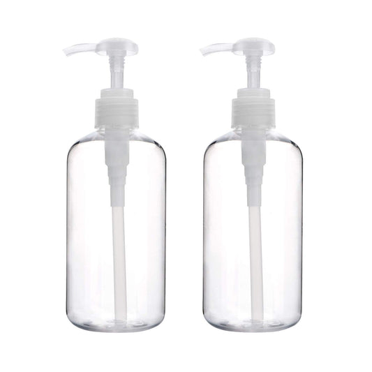 Pump Bottle Shampoo Pump Dispenser, Yebeauty Shampoo Bottles with Pump 10oz Clear Empty Plastic Empty Refillable Shower Bottle Dispenser 2 Pieces Containers with Travel Lock for Soap Cream Lotion Gel