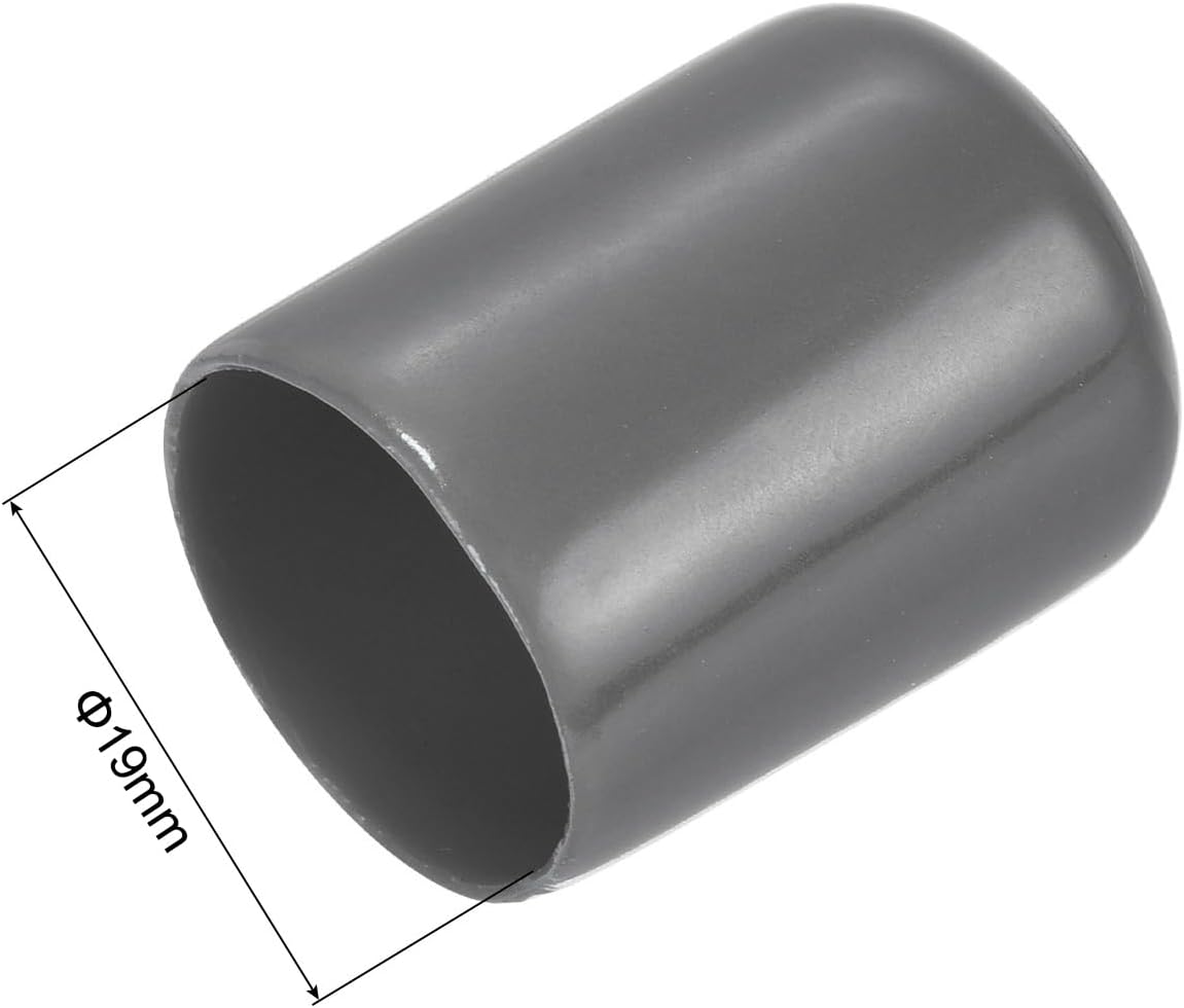 uxcell 20pcs Rubber End Caps 19mm(3/4") ID Vinyl PVC Round Tube Bolt Cap Cover Screw Thread Protectors Dark Grey
