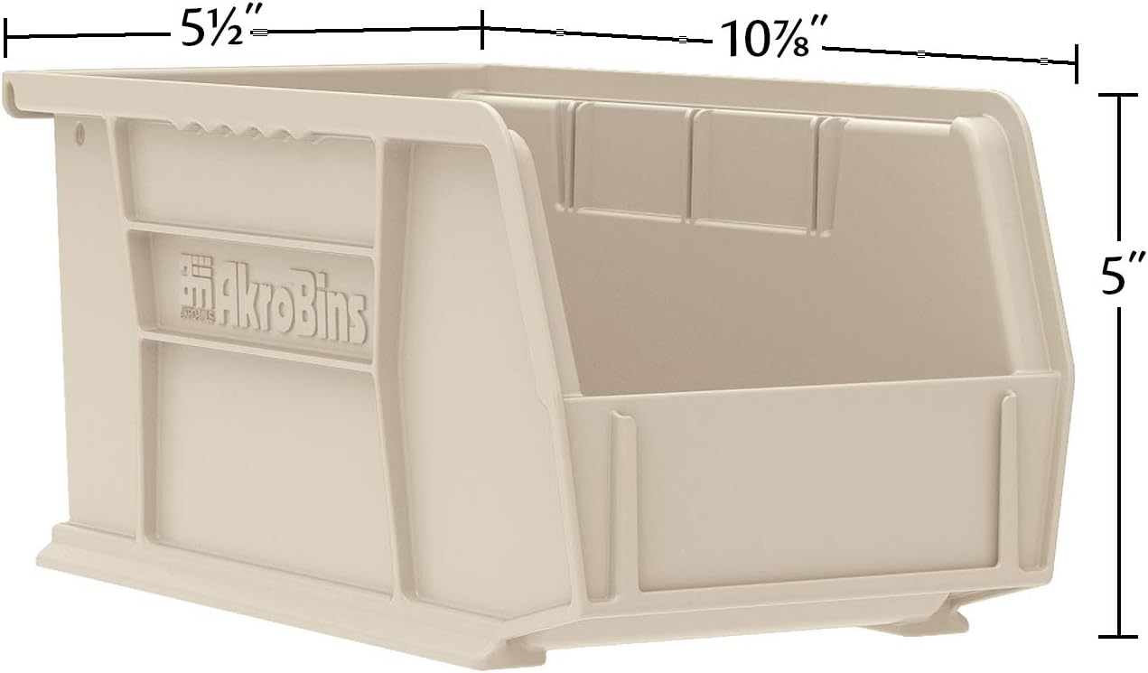 Akro-Mils 30230 AkroBins Plastic Storage Bins, Space-Saving Stackable Bins for Garage, Pantry, Craft Organization, 11-" x 5-" x 5-", Yellow, 12-Pack