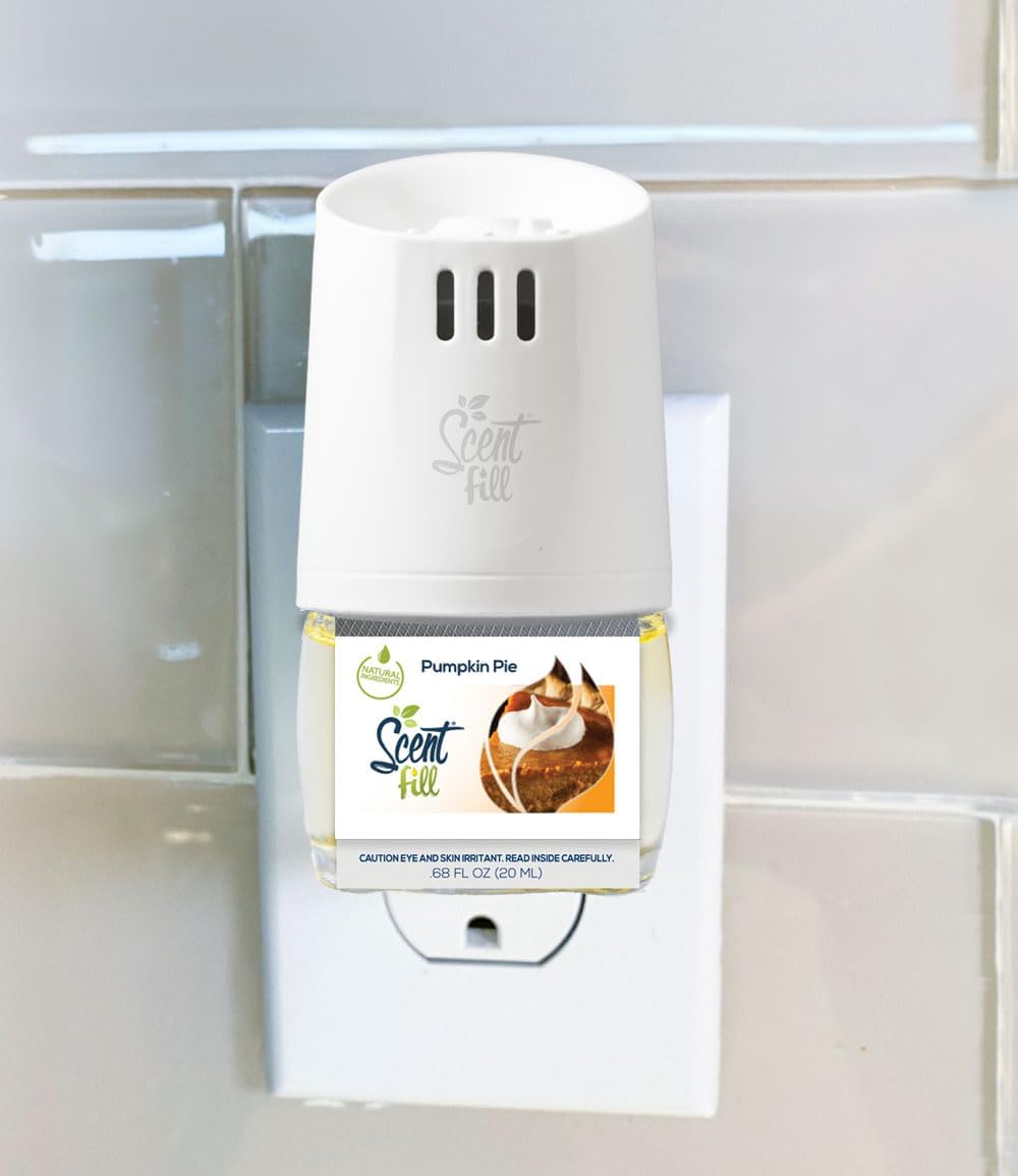 Scent Fill Pumpkin Pie Plug in Air Freshener, 4 Scented Oil Refills
