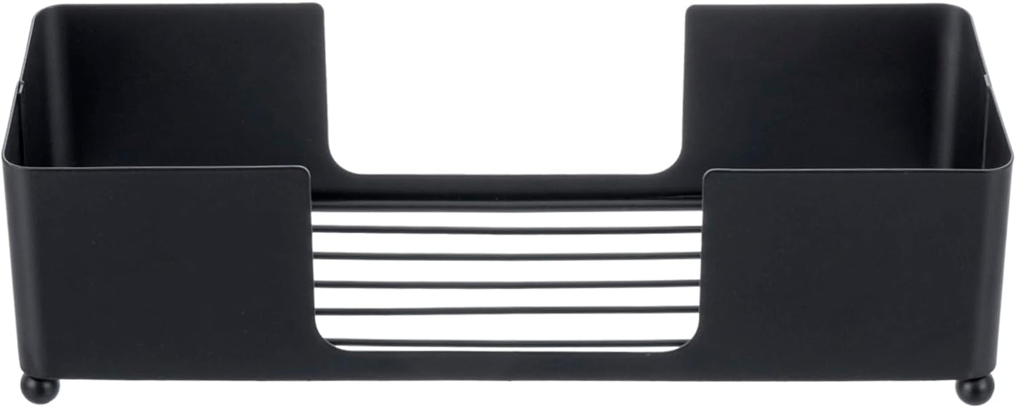 MyGift Modern Matte Black Metal Tabletop Commercial Folded Paper Towel Holder, Countertop Disposable Napkin Dispenser Tray for Guest Bathroom