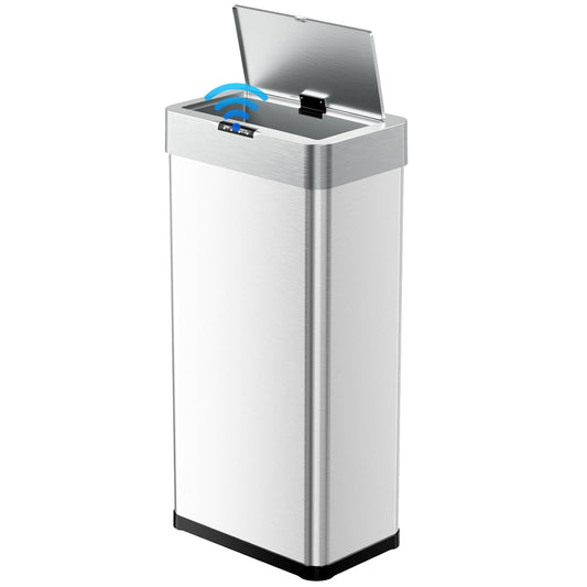 TLSUNNY 21.1 Gallon Motion Sensor Trash Can,Touchless Automatic Garbage Can,Brushed Stainless Steel Smart Bin,with Bag Holder,Soft Close Lid,for Kitchen,Office,RV,Bedroom,Living Room (Silver, 80L)