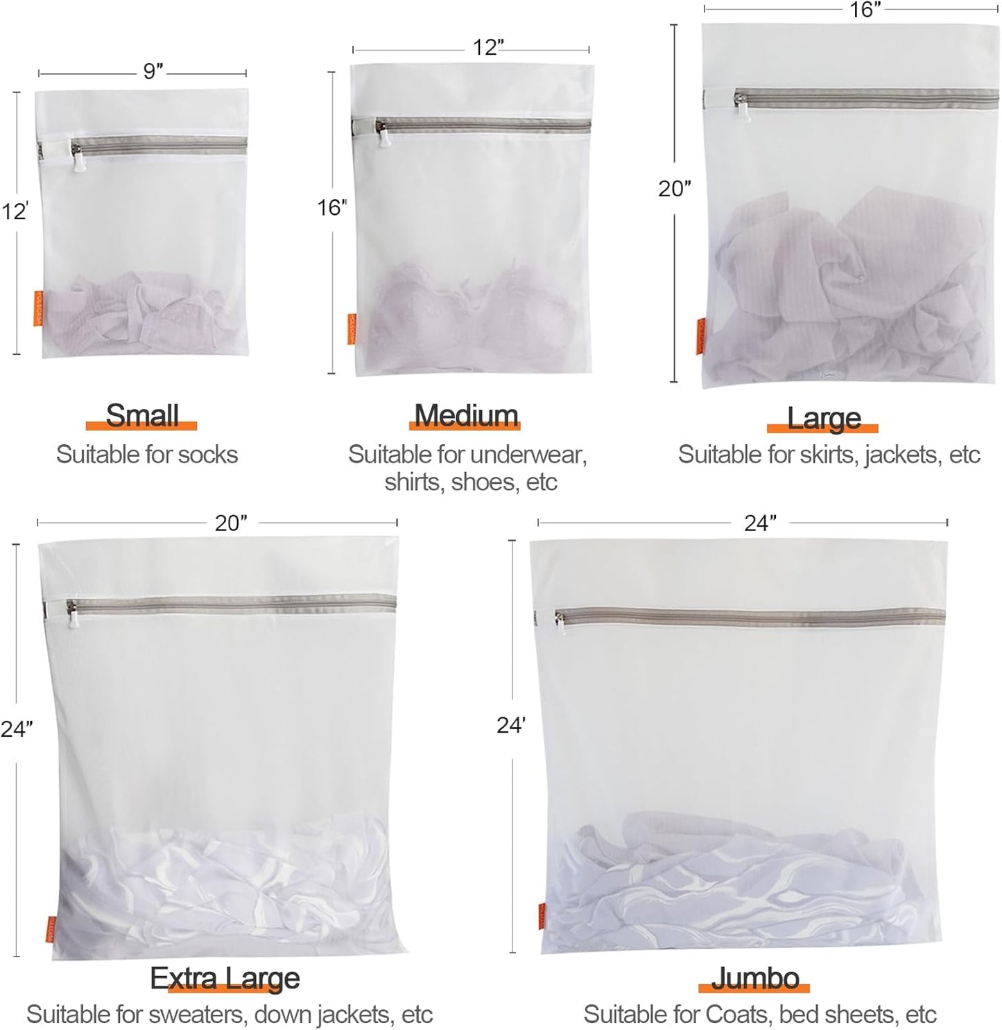 Polecasa 3Pcs 9 x 12 Inches Extra Durable Fine Mesh Laundry Bags with Sturdy Zipper for Delicates, Socks, Protect Clothes in Washing Machine, Laundry Room Essentials for College, Dorm (3 Small)