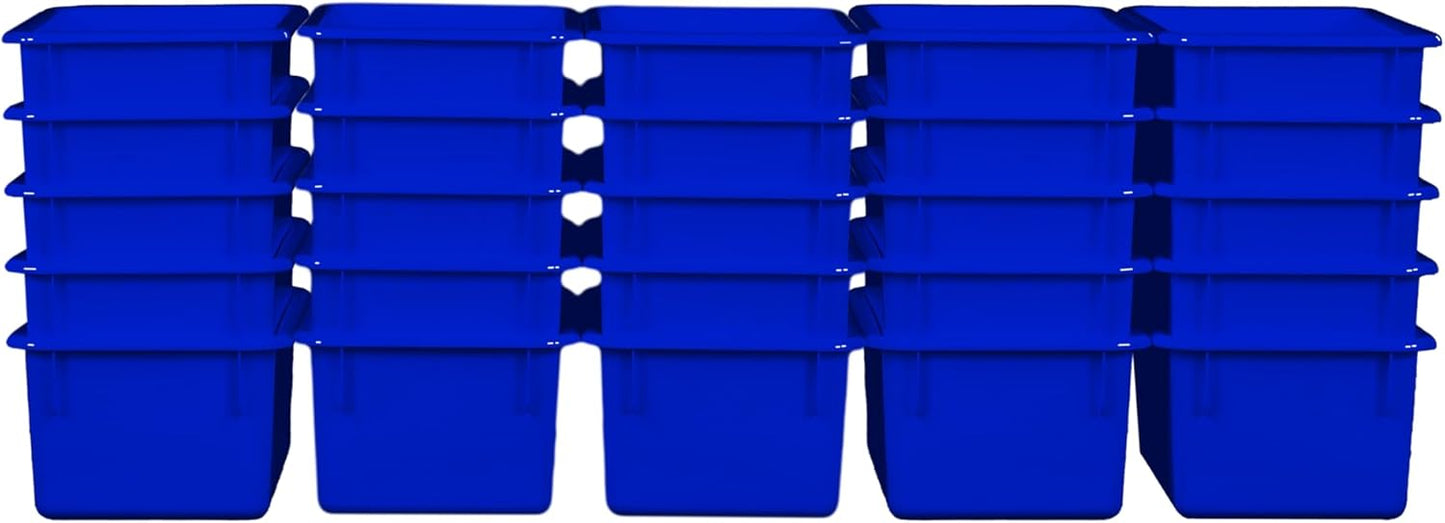 Wood Designs Cubby Storage Bin, Heavy Duty Plastic Containers for Kids Blue Cubby Tray Set of 25