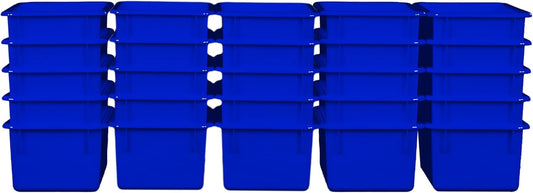 Wood Designs Cubby Storage Bin, Heavy Duty Plastic Containers for Kids Blue Cubby Tray Set of 25