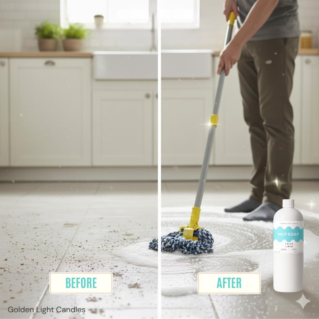 Mop Soap – Highly Scented Luxury Floor Cleaner Concentrate – Fresh Linen Scent, Leaves Floors Shiny Without Any Residue – Multi-Surface Floor Mopping Solution, Made in USA, 32 oz