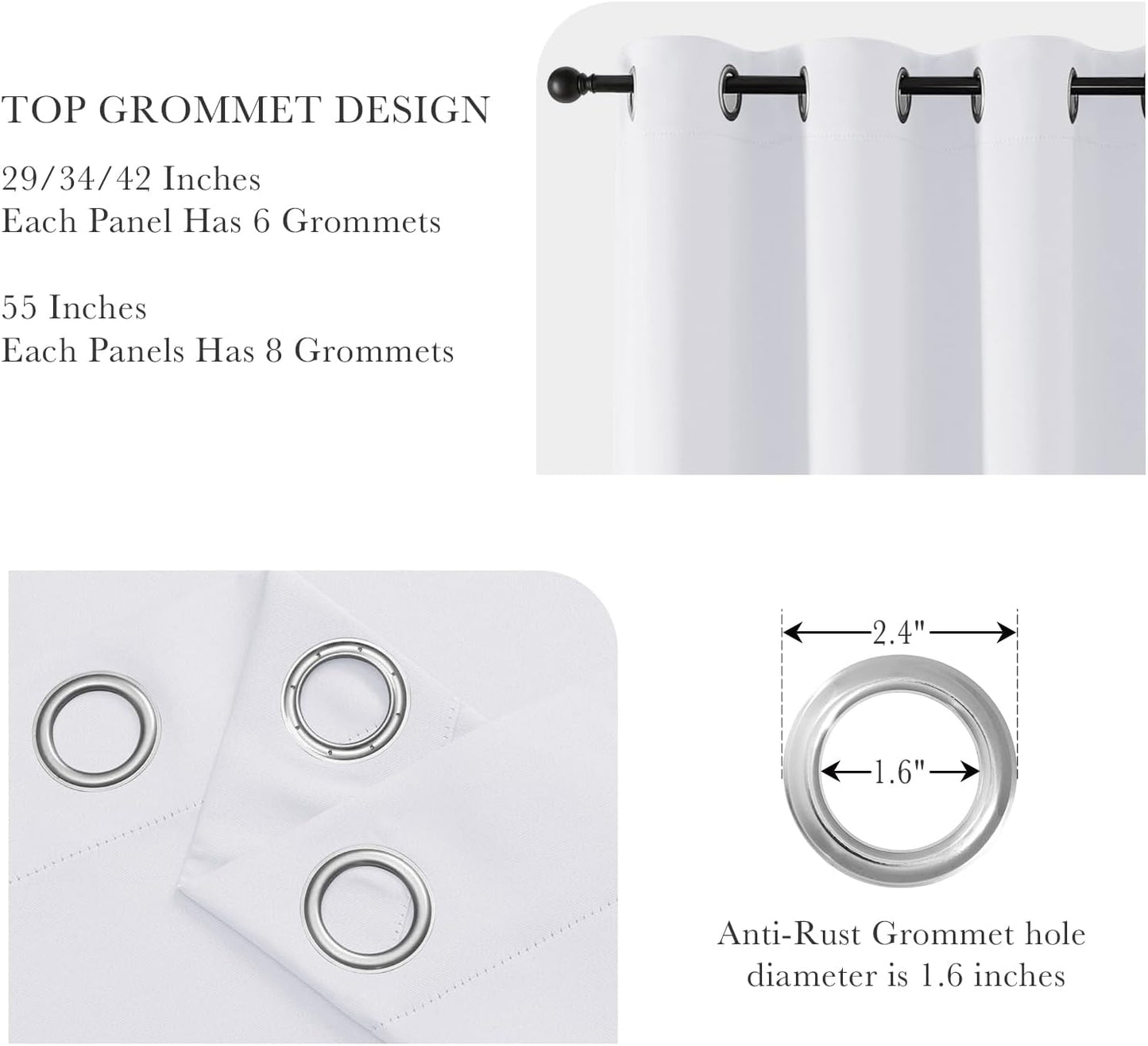 PONY DANCE Room Darkening Curtains for Bedroom - 2 Panels Set Thermal Insulated Doorway Hallway Room Divider Curtains for Bedroom Sliding Glass Patio Door, 55 x 94 inchs, Pure White