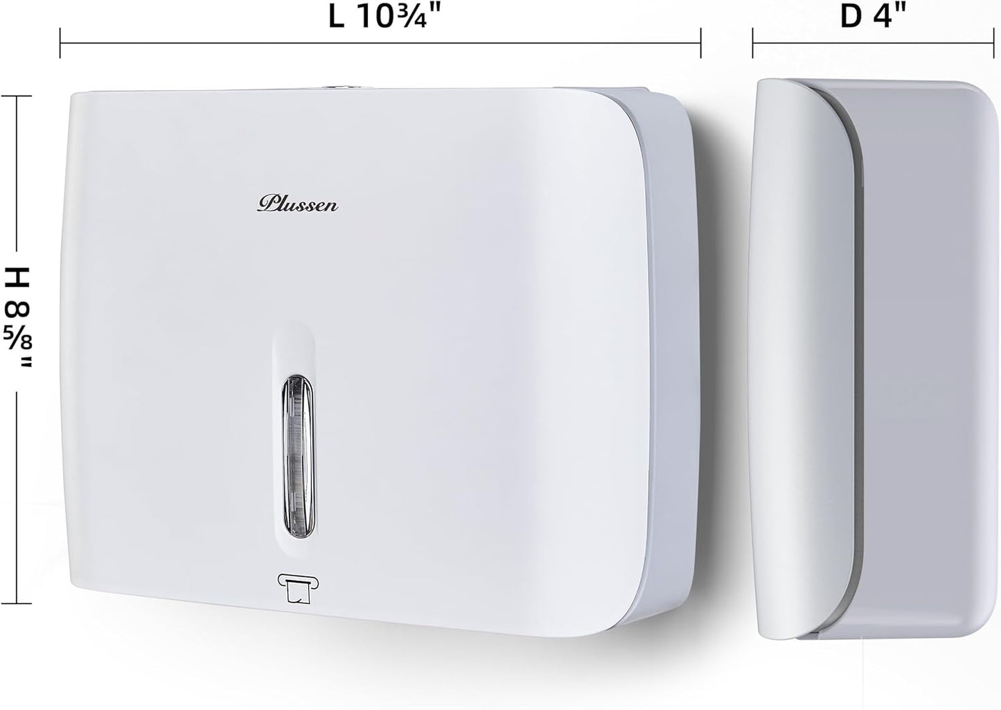 Commercial Paper Towel Dispenser Wall Mount with Key Pack of 2 Plastic 10⅞” Length X 8¼” Height X 3¾” Depth for Restroom