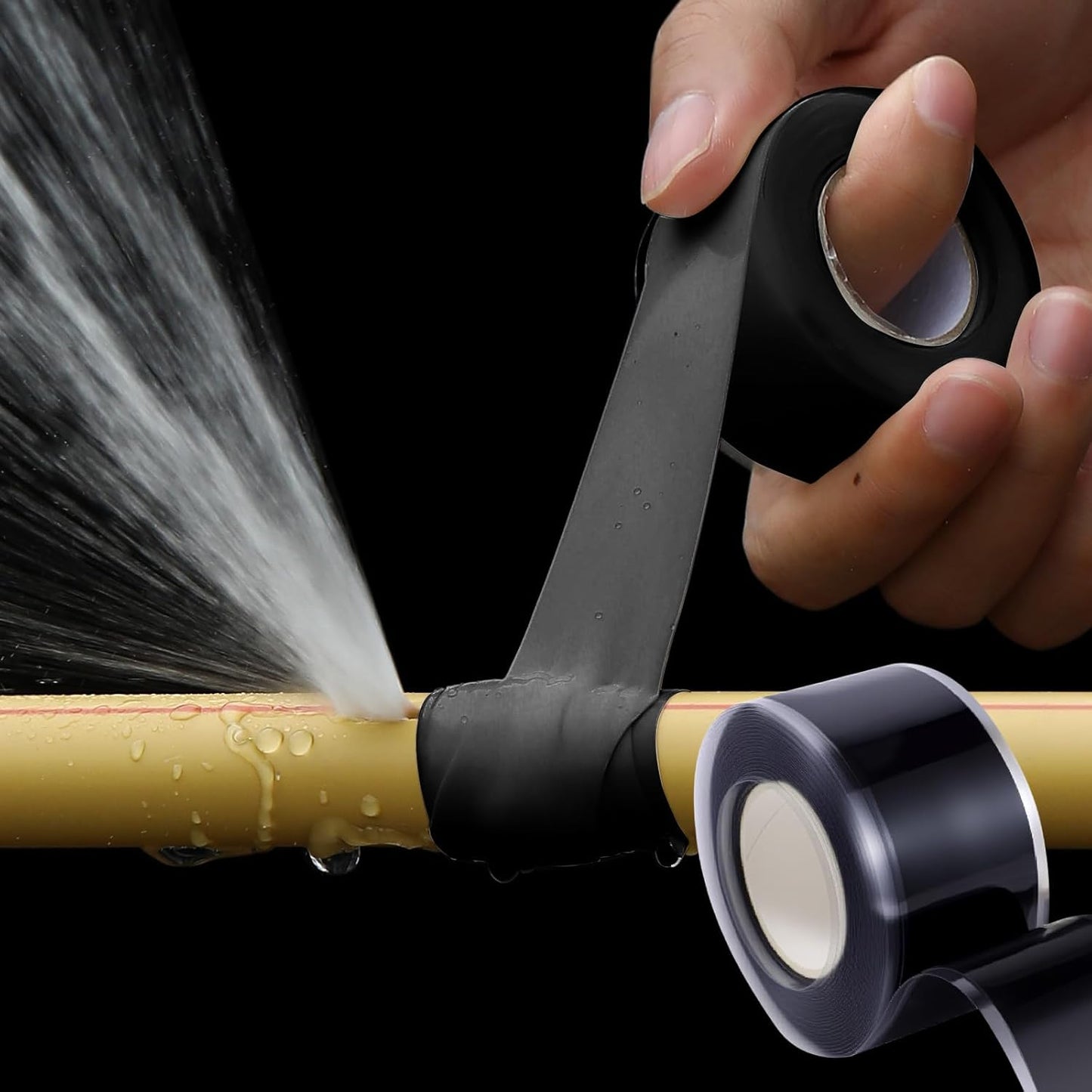 Self Fusing Silicone Tape 2 Rolls 1 in x 10' Black Waterproof Rescue Tape Rubber Leak Silicone Self-amalgamating Tape for Plumbing, Sealing Pipes, Hose Repair, Outdoor Coax and Tool Fixation