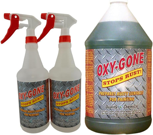 Quality Chemical Oxy-Gone Rust Remover and Metal Treatment - Rust Reformer, Rust Remover, Metal Rust Remover, Rust Neutralizer for Metal, Rust Converter, Remover, Rust Remover - 128 oz (COMBO)