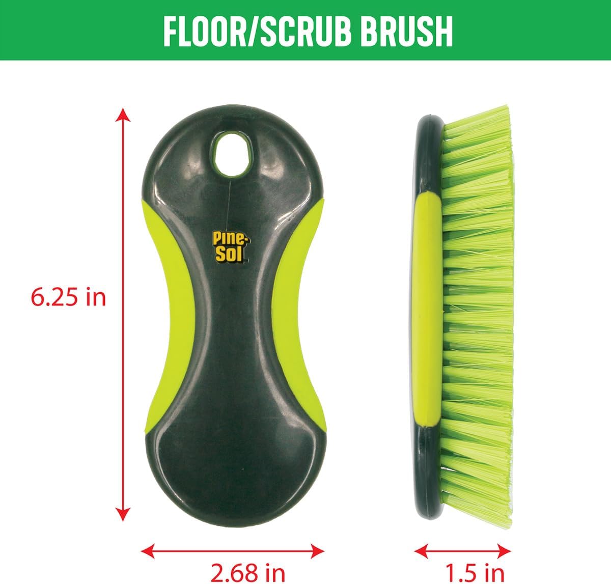 Pine-Sol Scrub Brush Set - Long Handle Cleaning Brushes with Heavy Duty Bristles and Comfort Grip - Scrubbers for Kitchen, Household, and Dishwashing, 3 Pieces