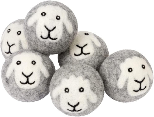 Smart Sheep Wool Dryer Balls - 6-Pack - XL Premium Natural Fabric Softener Award-Winning - Wool Balls Replaces Dryer Sheets - Wool Balls for Dryer - Laundry Balls for Dryer