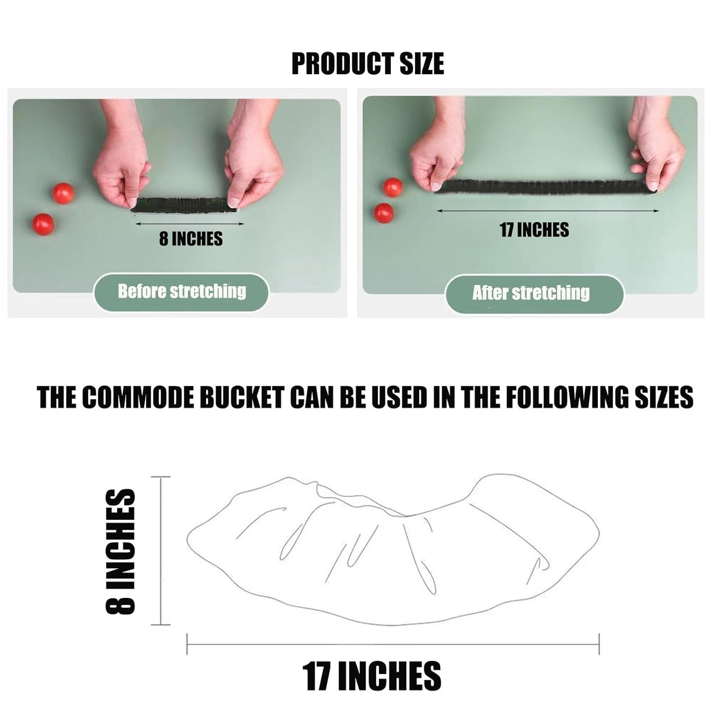 Potty Chair Liners with Elastic, Portable Potty Training Bags, Potty Refill Liners Disposable for Toddlers Kids and Baby,Toilet Seat Cover,17x8Inches,Black,50pieces