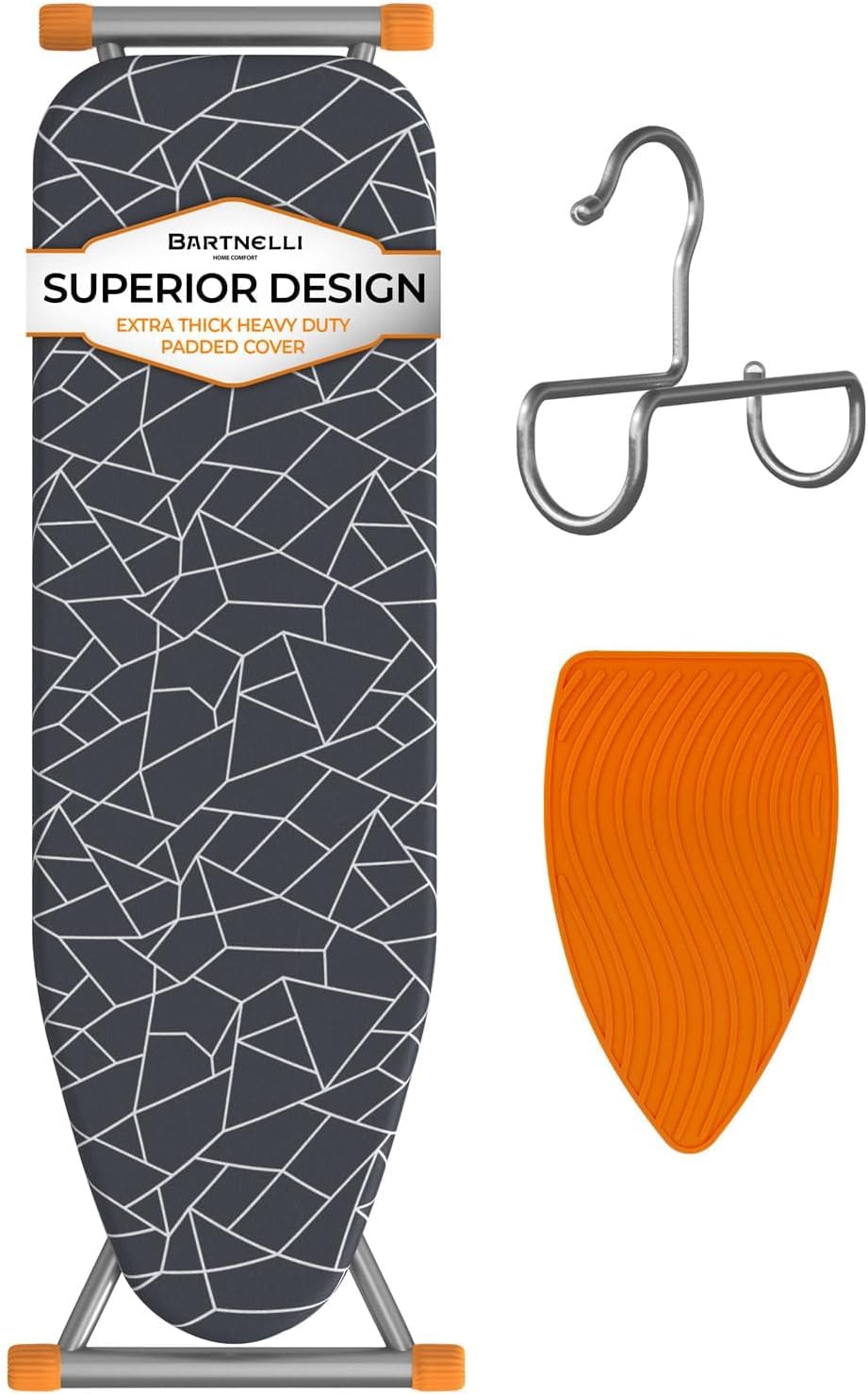 Bartnelli Compact Ironing Board, 13x43 Space-Saving Steel Foldable Iron Board, 4 Layer Cotton