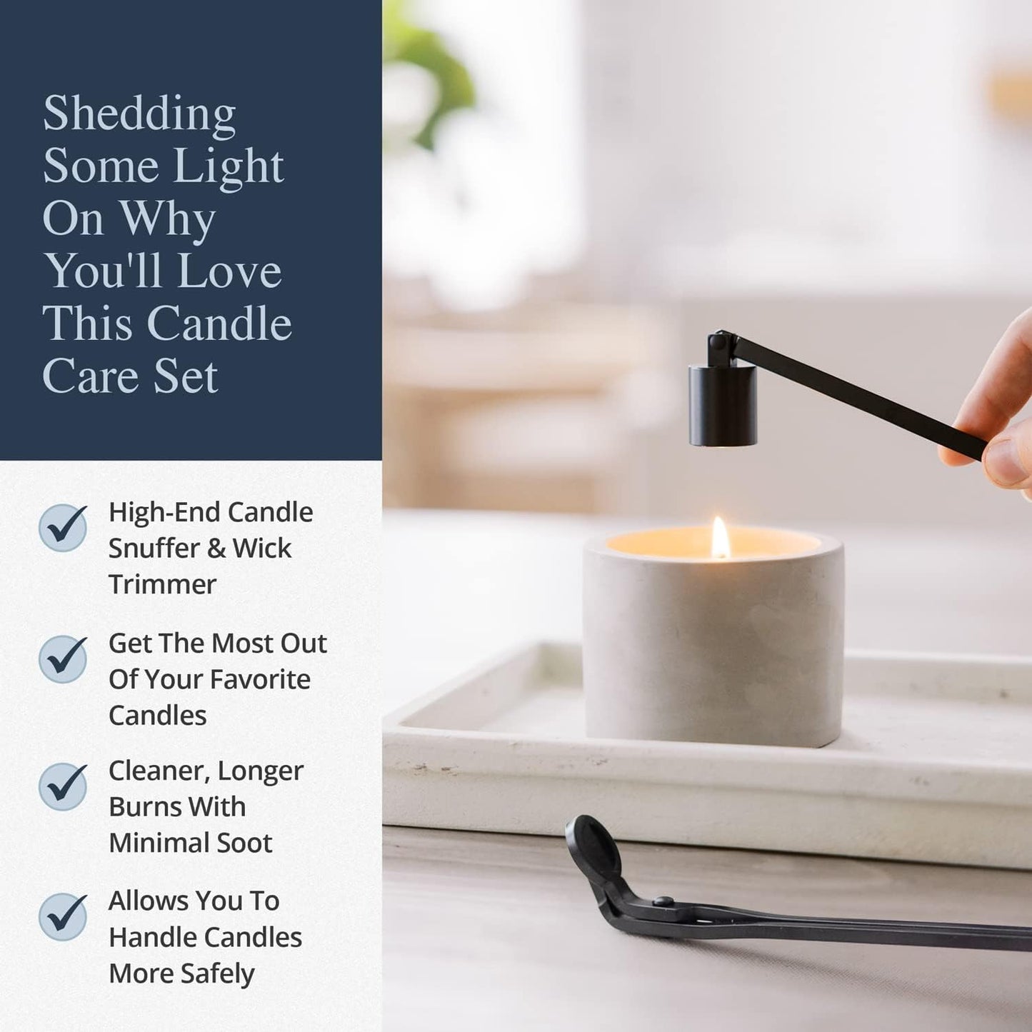 Candle Wick Trimmer and Candle Snuffer Accessory Set – Pick Your Color