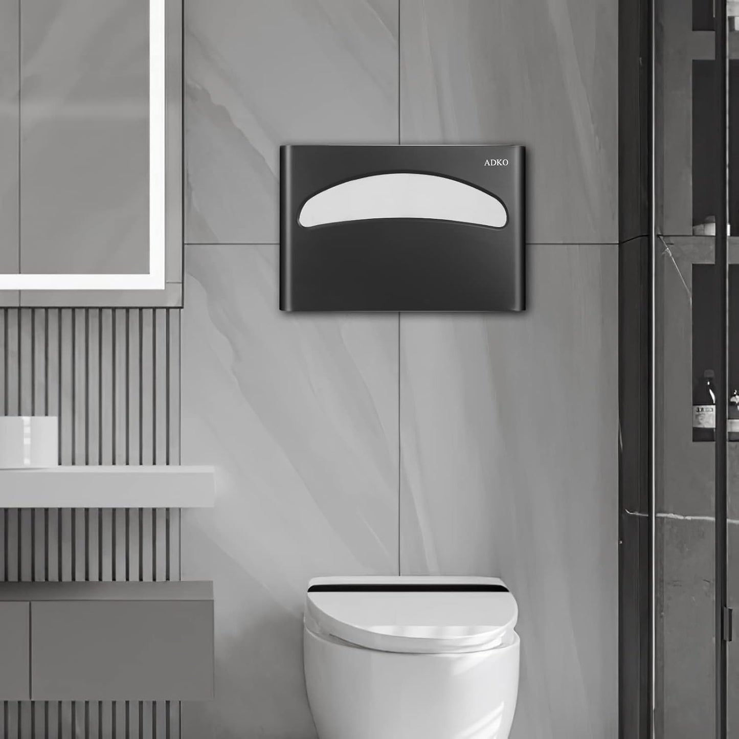 Toilet Seat Cover Dispenser Wall Mounted SUS 304 Stainless Steel (Matte Black)