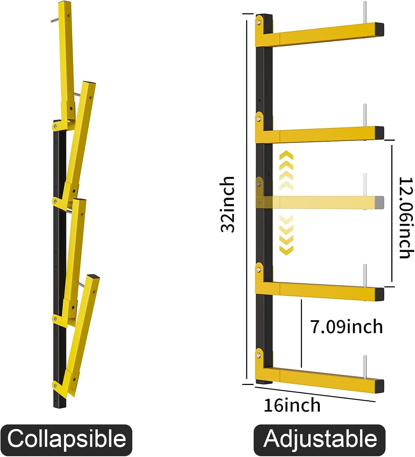 Lumber Storage Rack, Upgrade Cantilever Folding Lumber Rack Wall Mount, Metal 8 Level 32 Inch Plywood Scrap Wood Storage Rack