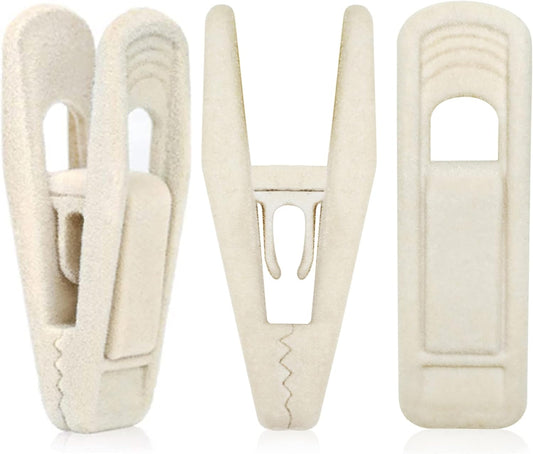 Beige Velvet Hanger Clips (60-Pack), Non-Slip Velvet Clip Work Perfectly for Ivory/Beige Velvet
