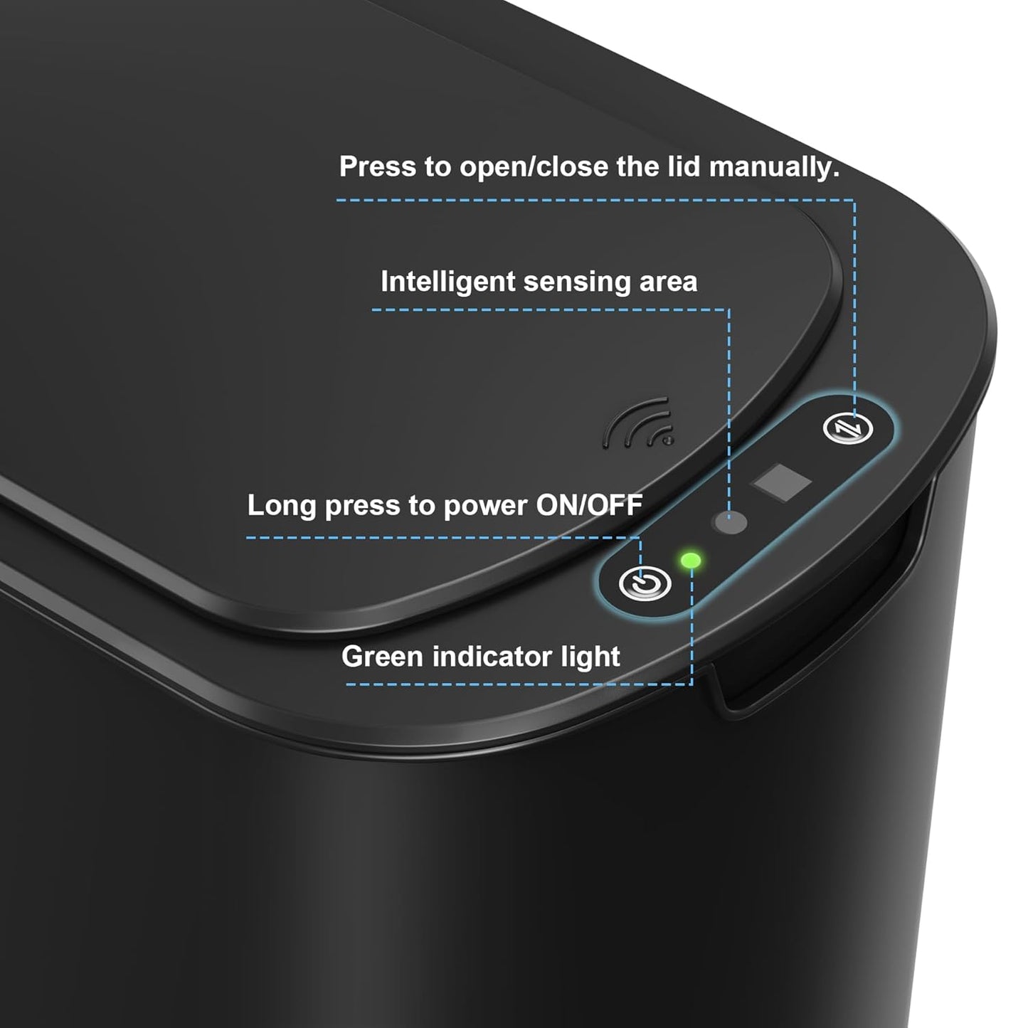 Cesun Motion Sensor Trash Can, 5 Gallon Automatic Bathroom Garbage Can with Lid, Touchless Smart Plastic Slim Wastebasket for Bathroom, Office, rv, Bedroom, Living Room, Black