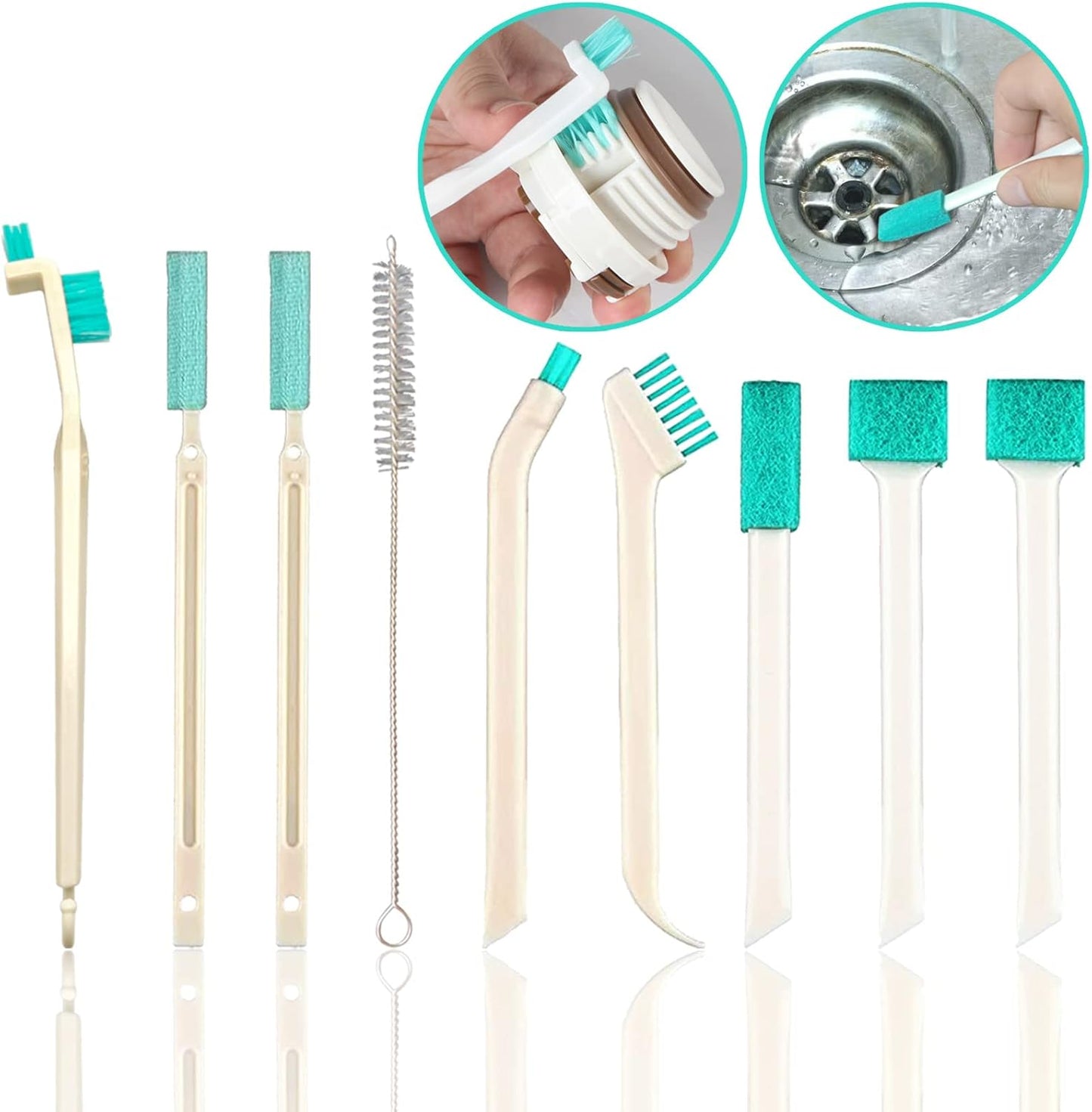 9 Pcs Small Household Cleaning Brushes by ELEMGULY,Deep Detail Crevice Brush Set for Hole, Gap, Corner, Space, Micro Crevice Scrub Cleaner Tool for Bottle, Keyboard, Window, Door Track,1 Sets