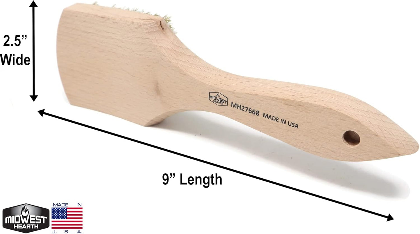 Brass Wire Utility Scrub Brush for Cleaning 9" Hardwood Handle (Made in USA)