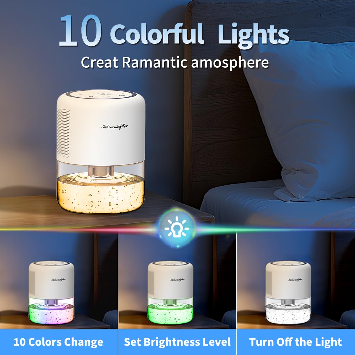 Windangel 44oz(1.3L) Small Dehumidifier for Home Auto-Off Quiet Portable Dehumidifier with 3 Modes